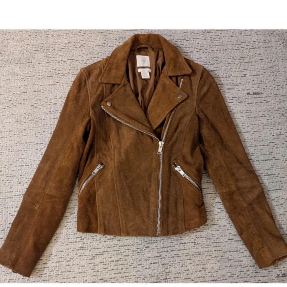 Brown Suede Moto Style Jacket